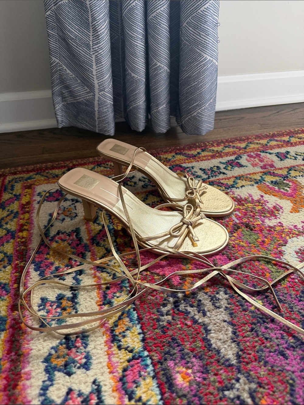 Dolce Vita Metallic Gold Lace-Up Heeled Sandals